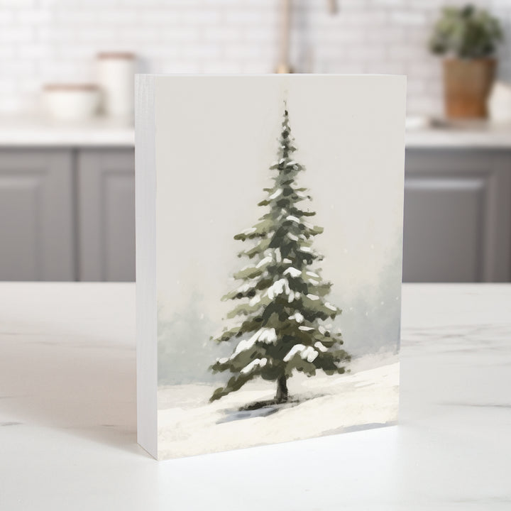 Winter Tree Wood Block Décor