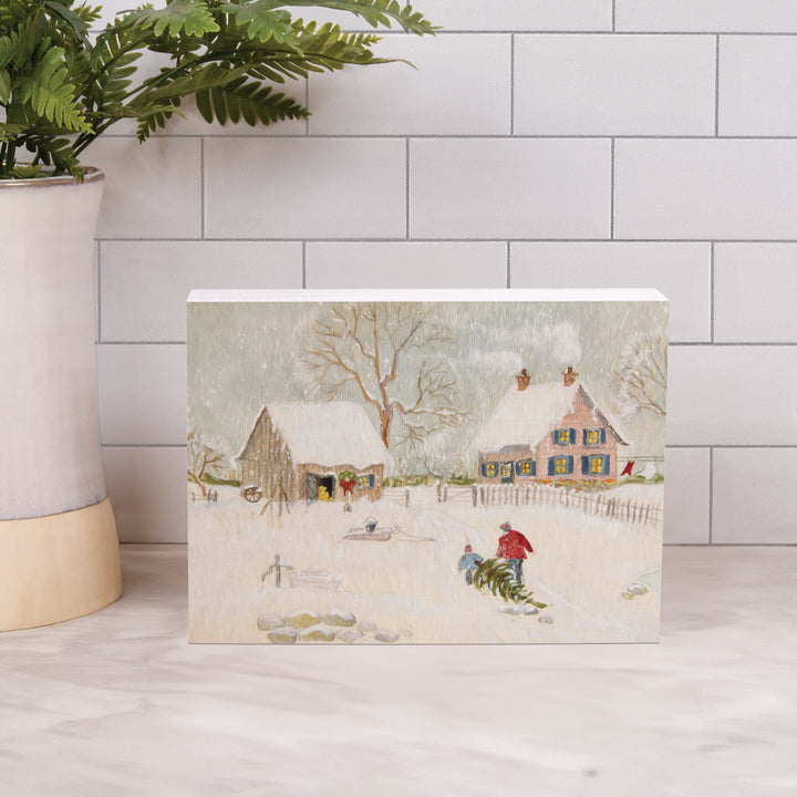 Winter Scene Wood Block Décor