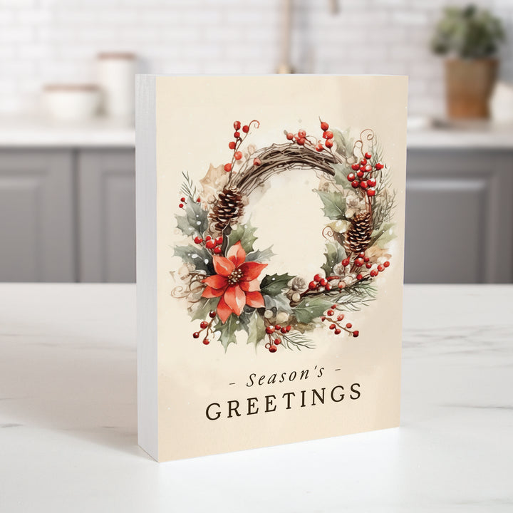 Season's Greetings Wood Block Décor