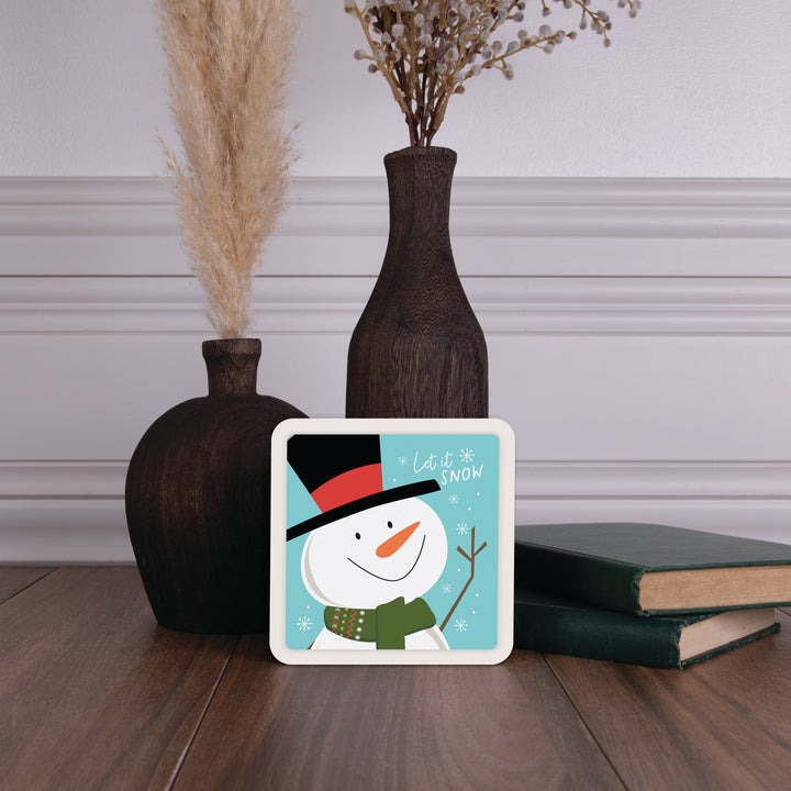 Let It Snow Snowman Mini Ceramic Sign