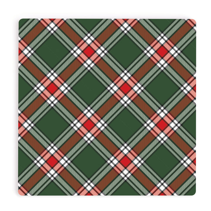 Red Cream & Black Plaid Coaster