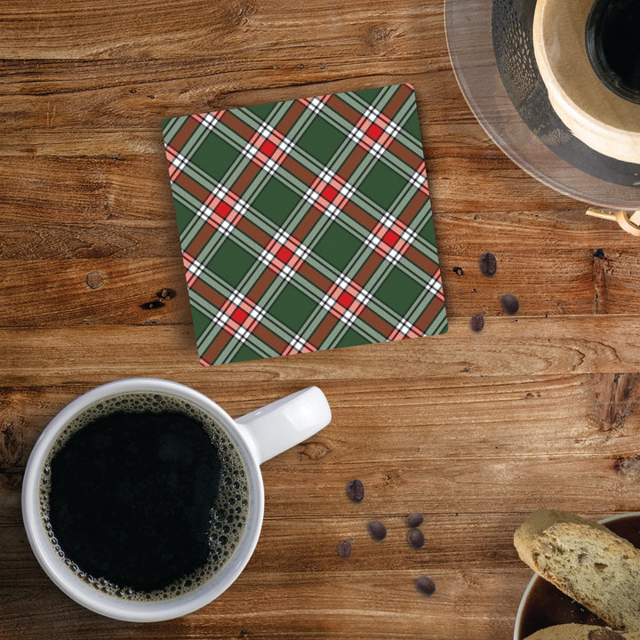 Red Cream & Black Plaid Coaster