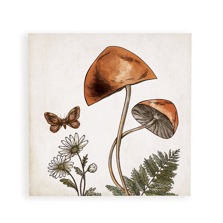 Mushroom Butterfly Floral Canvas