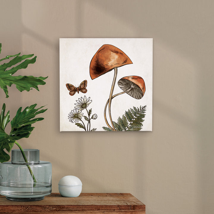 Mushroom Butterfly Floral Canvas