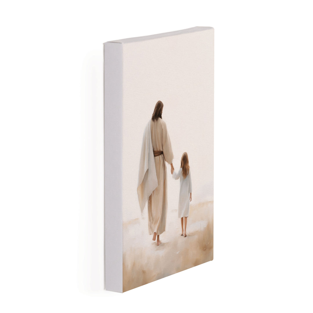 Jesus Walking With Child Canvas