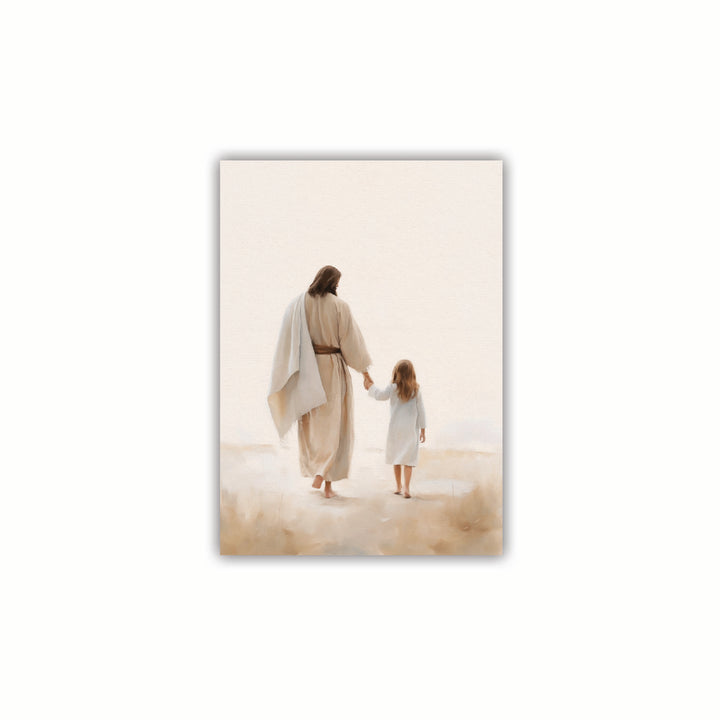 Jesus Walking With Child Canvas