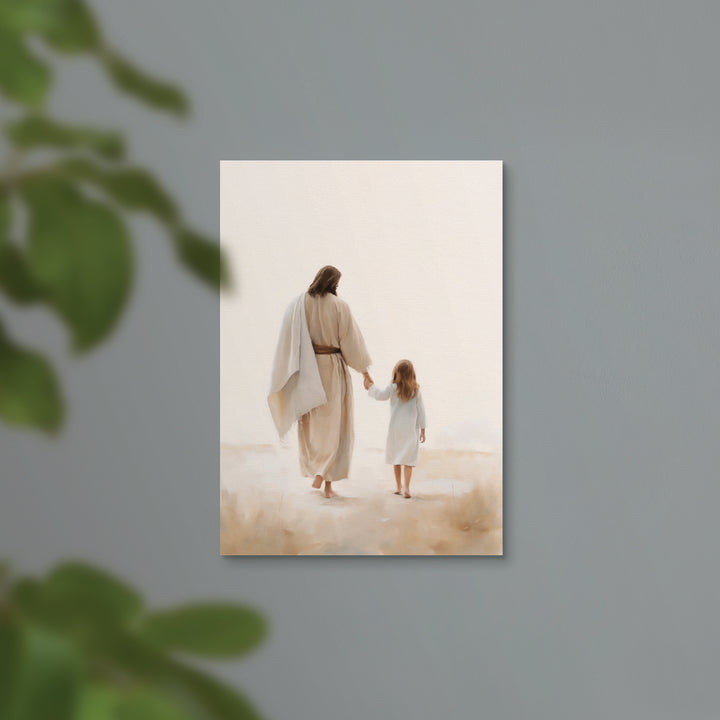 Jesus Walking With Child Canvas