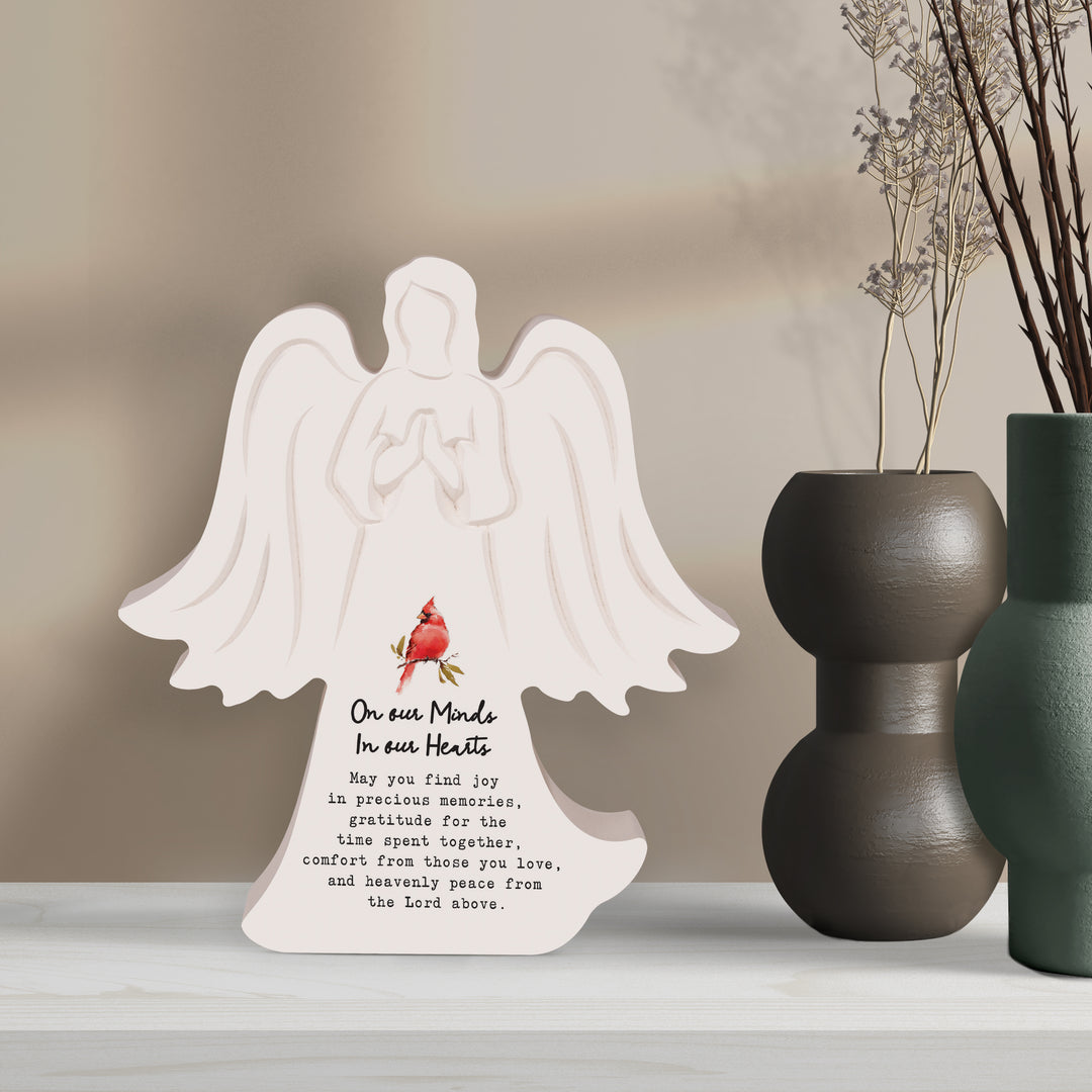 On Our Minds And In Our Hearts Angel Shape Décor