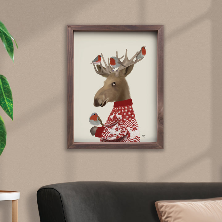 Moose With Birds Framed Art