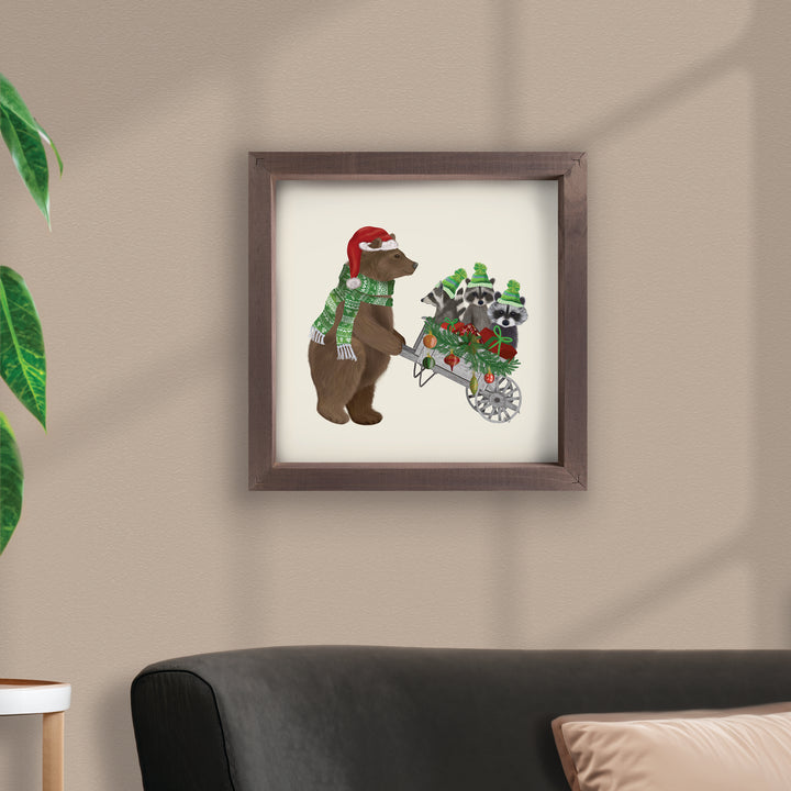 Bear With Racoons Framed Art