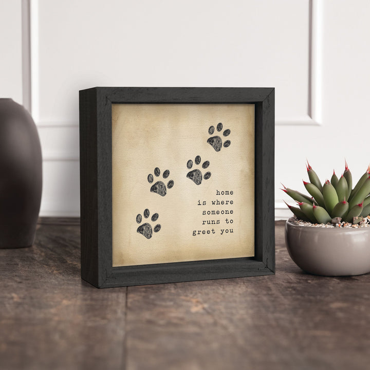 Home Is Where Someone Runs To Greet You Framed Linen