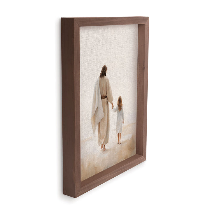 Jesus Walking With Child Framed Art