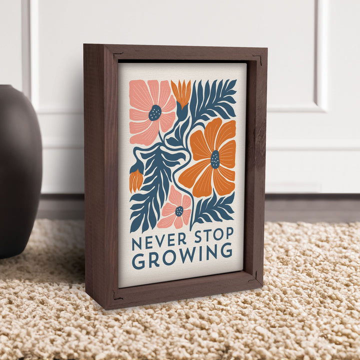 Never Stop Growing Framed Linen