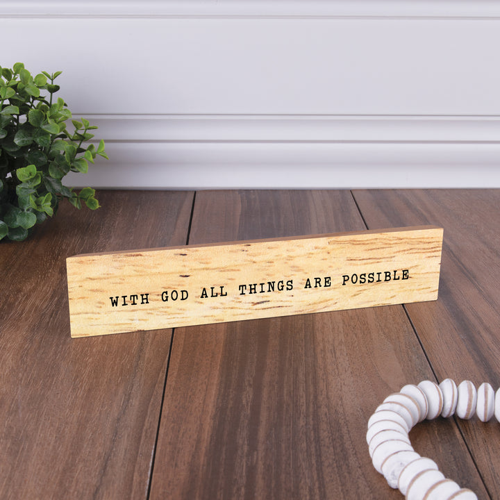 With God All Things Are Possible Wood Block Décor