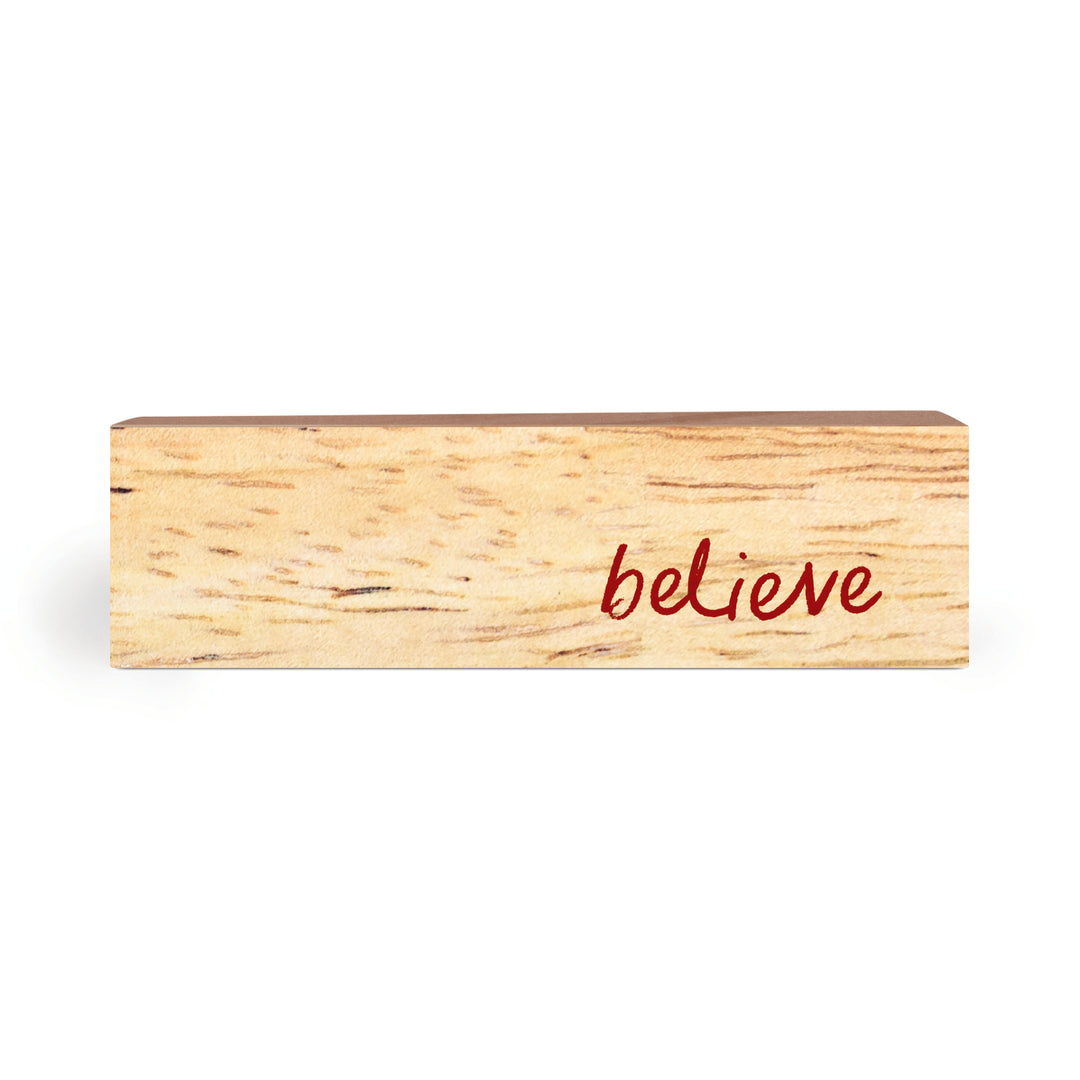 Believe Wood Block Décor