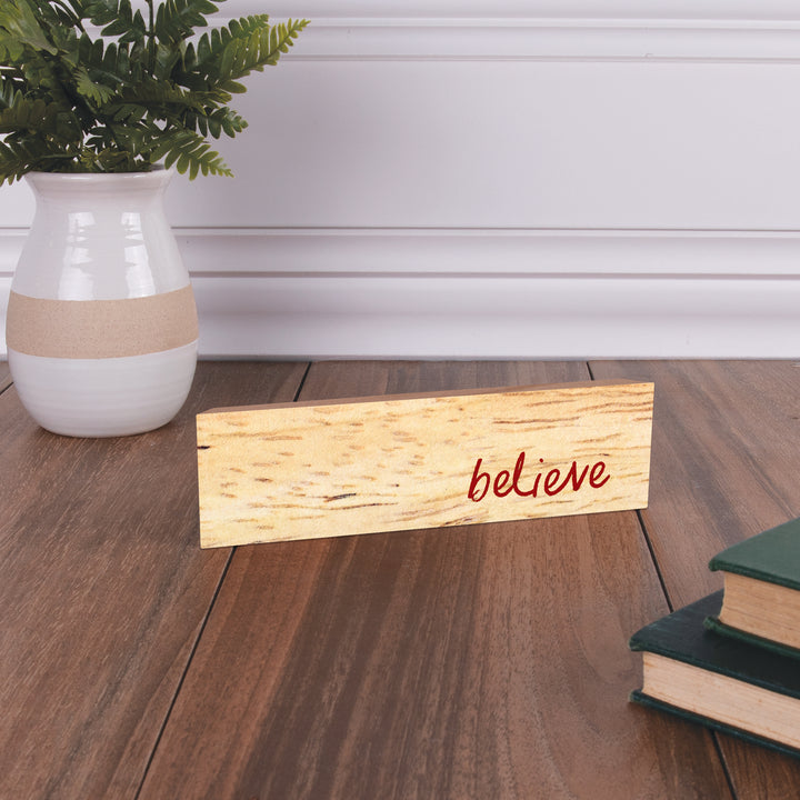 Believe Wood Block Décor