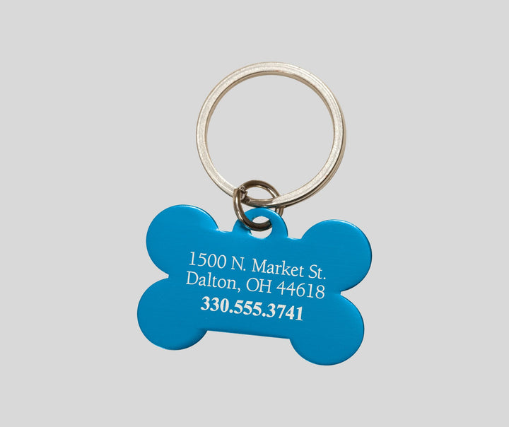 Personalized Blue Bone Dog Tag Keychain