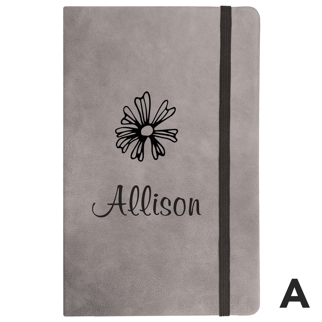 Personalized Tan Faux Leather Notebook Large A5