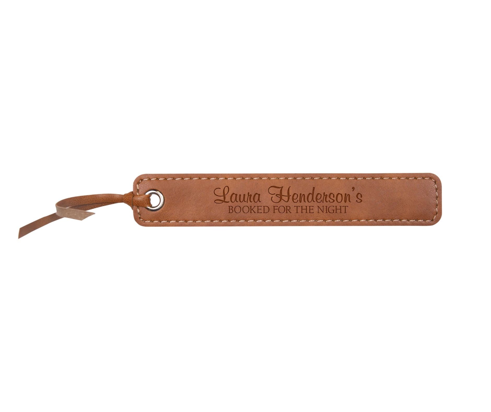 Personalized Tan Faux Leather Bookmark