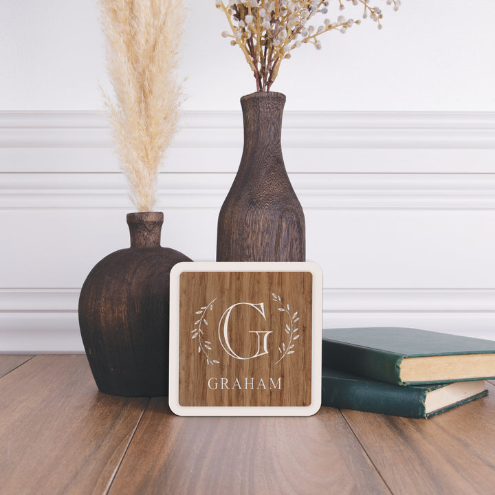 Personalized Woodgrain Mini Ceramic Sign