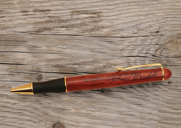 Personalized Rosewood Pen with Rubber Grip