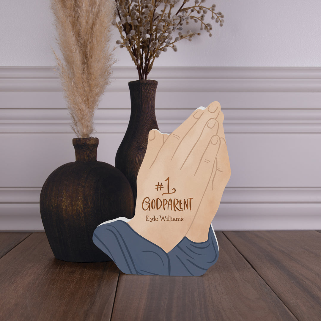 Personalized Praying Hands Shape Sign