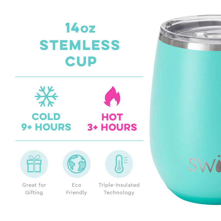 *Personalized Swig Aqua Stemless Cup (14oz)