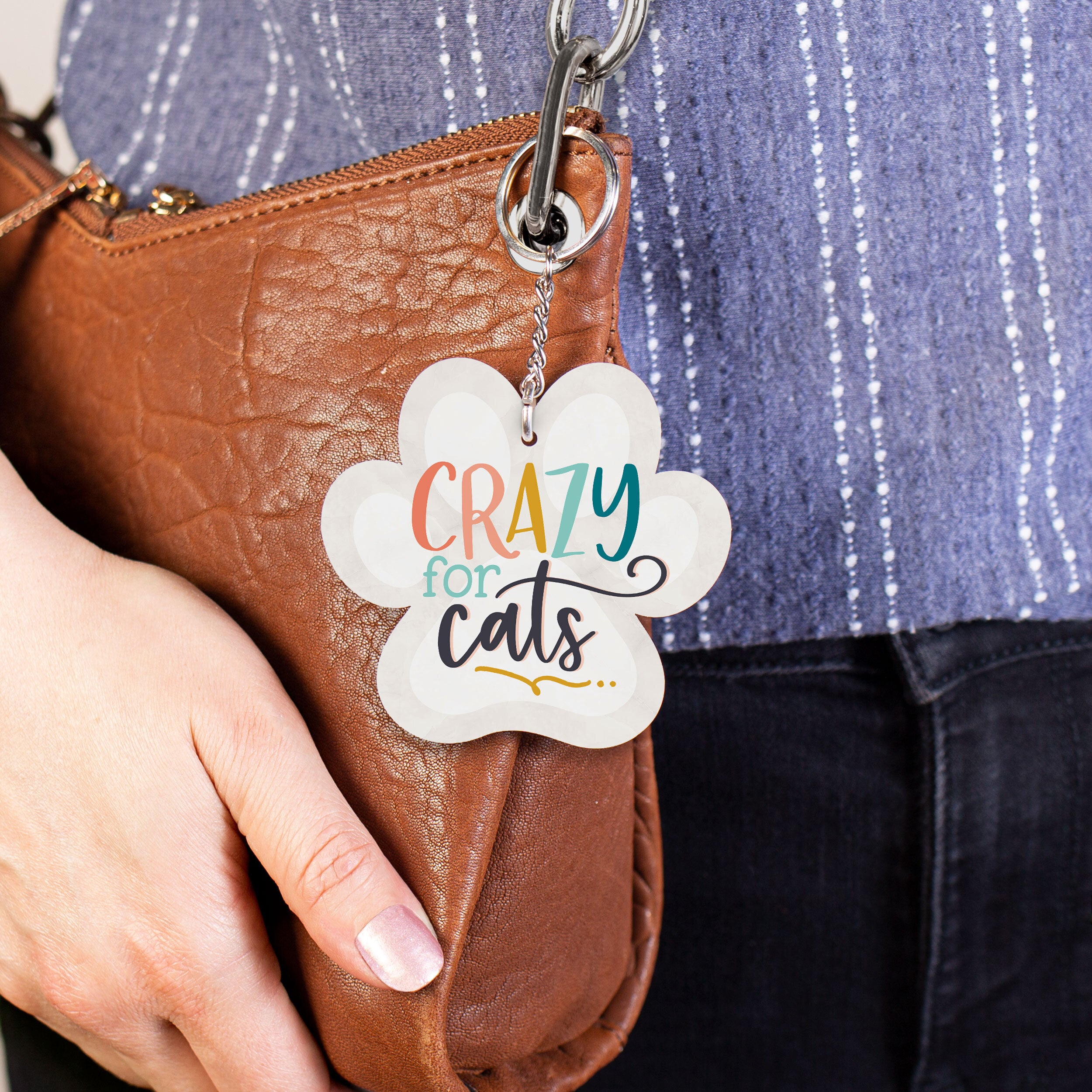 Crazy For Cats Acrylic Pawprint Shape Key Chain