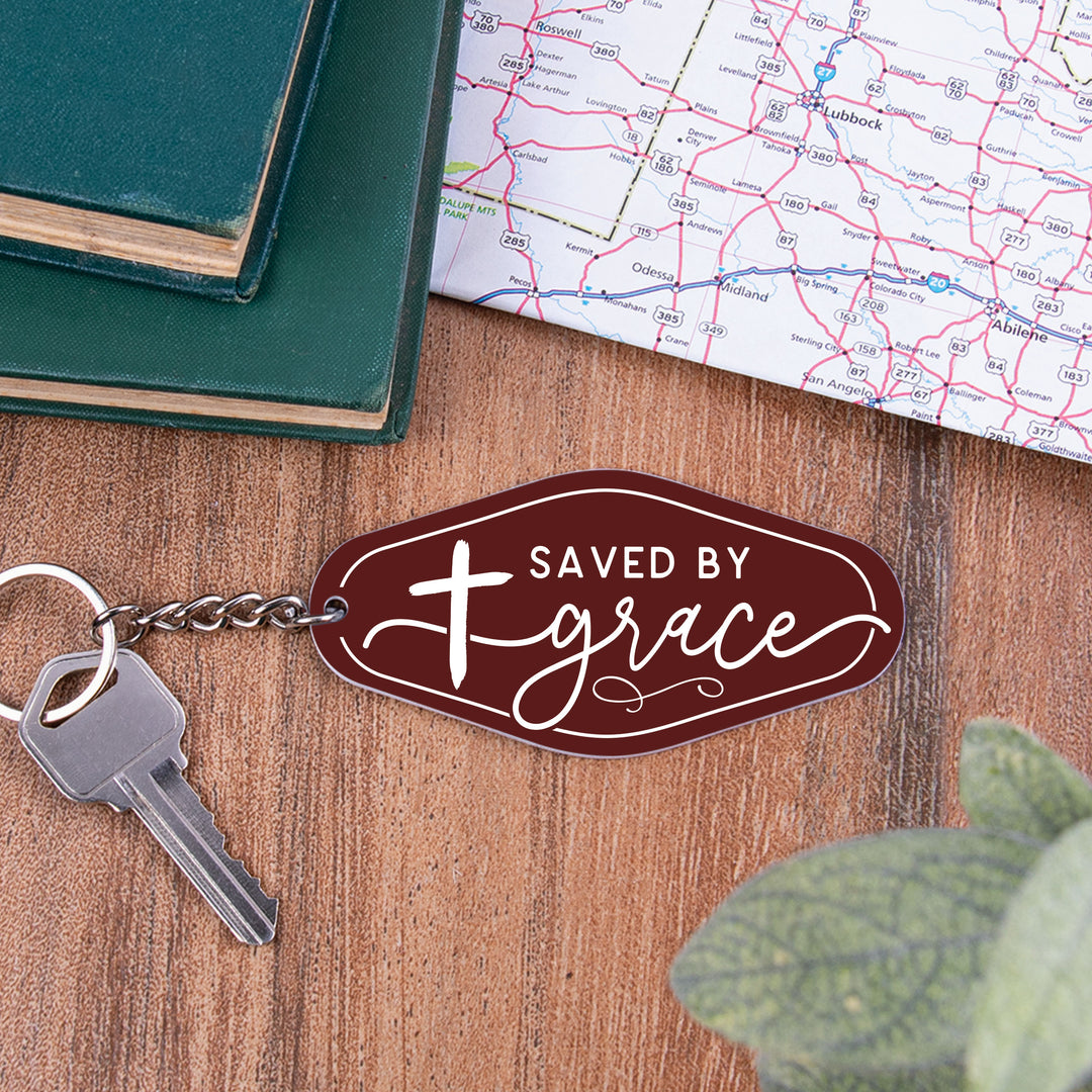 Saved by Grace Vintage Engraved Key Chain