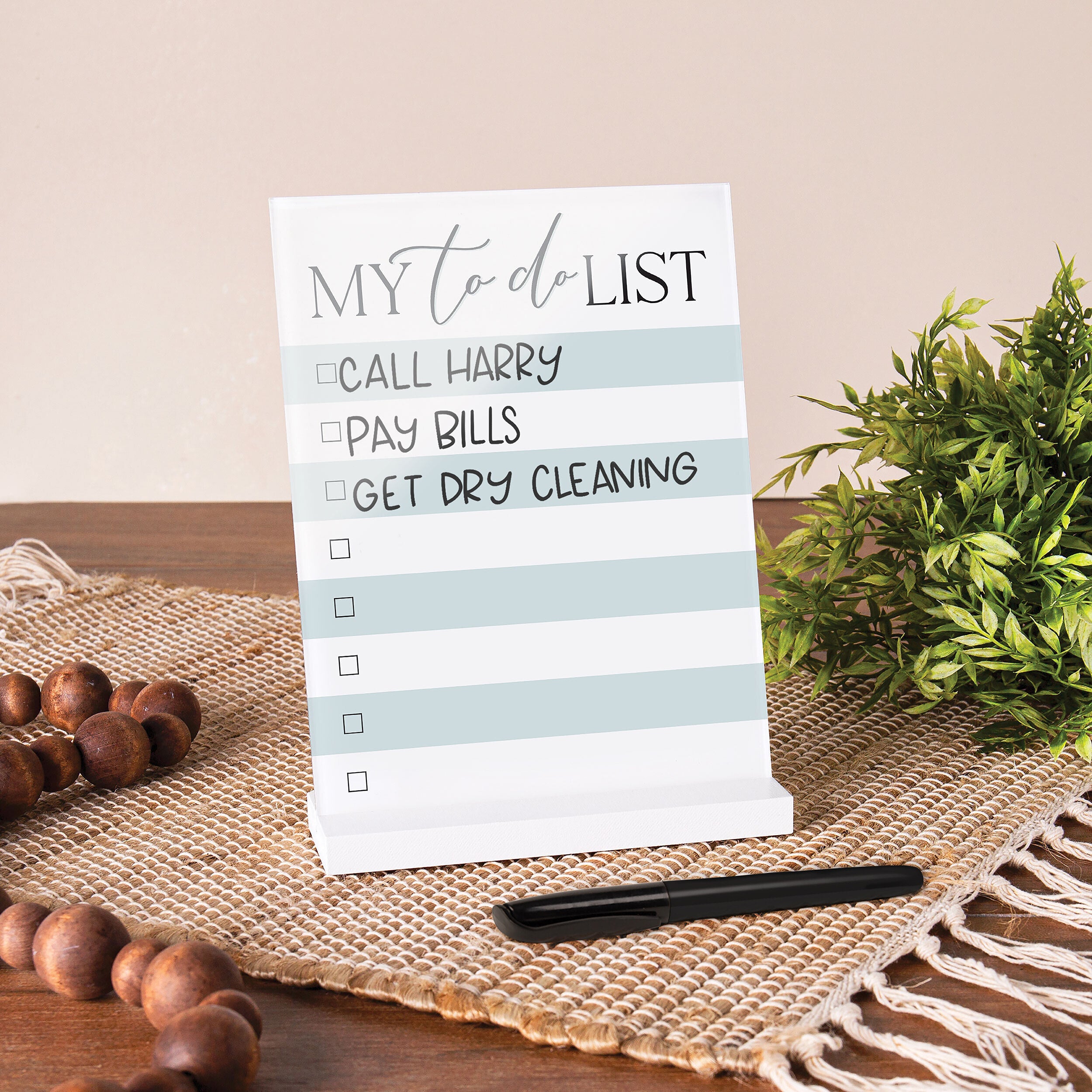 My To Do List Dry Erase Marker Board with Wooden Base