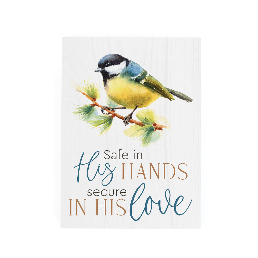 Safe In His Hands, Secure In His Love Barnhouse Bird Wood Block Décor