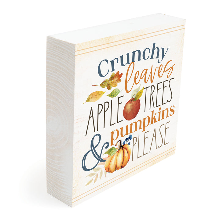 Crunchy Leaves, Apple Trees, and Pumpkins Fall Barnhouse Wood Block Décor