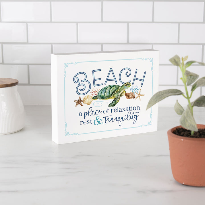 Beach a Place of Relaxation Rest And Tranquility Wood Block Décor