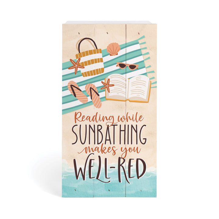 Reading While Sunbathing Makes You Well-Red Tabletop Pallet Décor