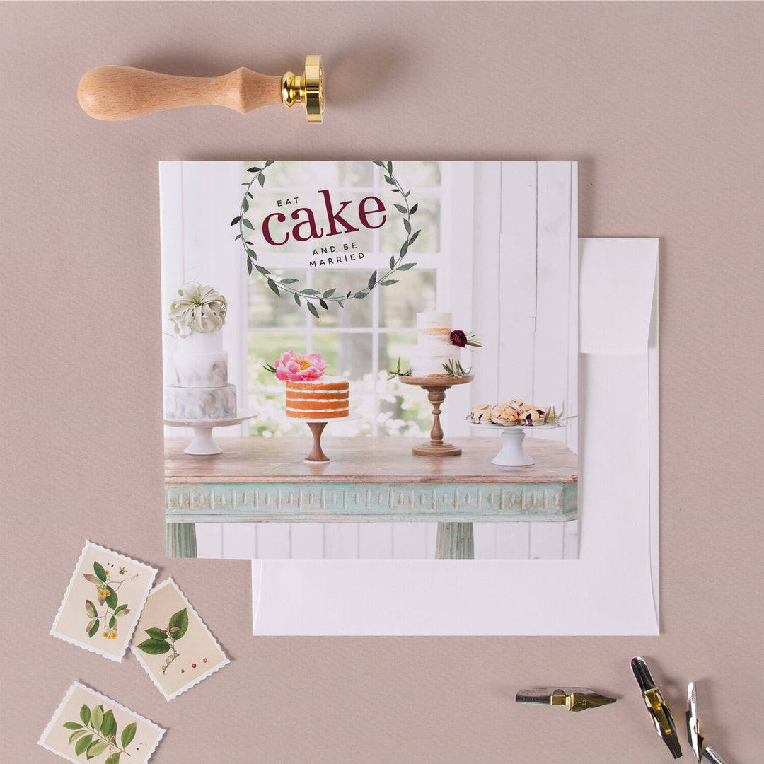 Eat Cake Wedding Greeting Card