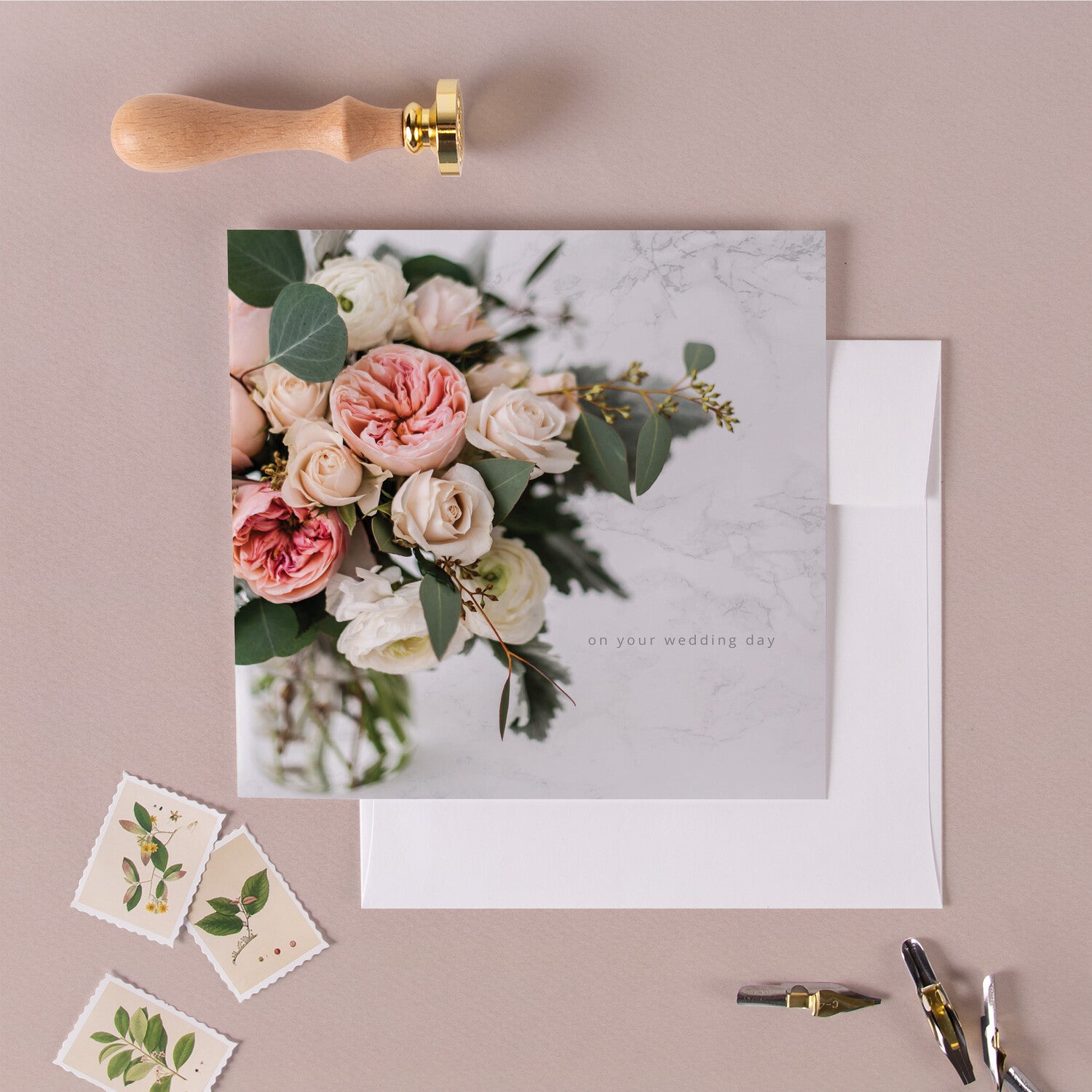 English Roses Wedding Greeting Card