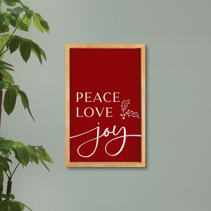 Peace Love Joy Carved Framed Art