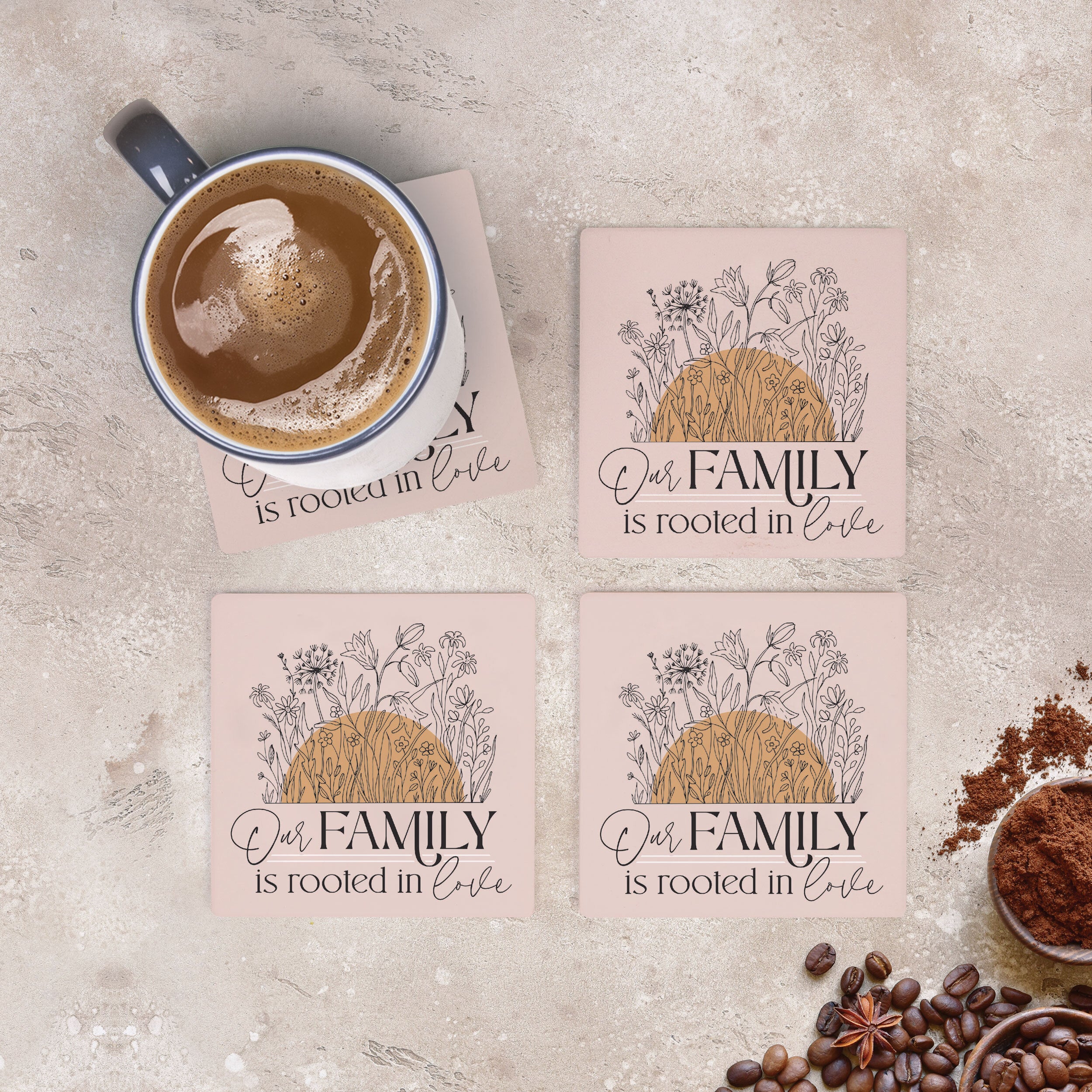 Our Family Is Rooted & Established In Love Ceramic Coaster