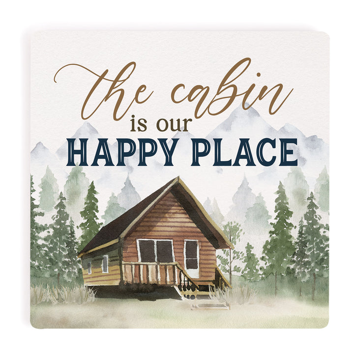 The Cabin Is Our Happy Place Ceramic Coaster