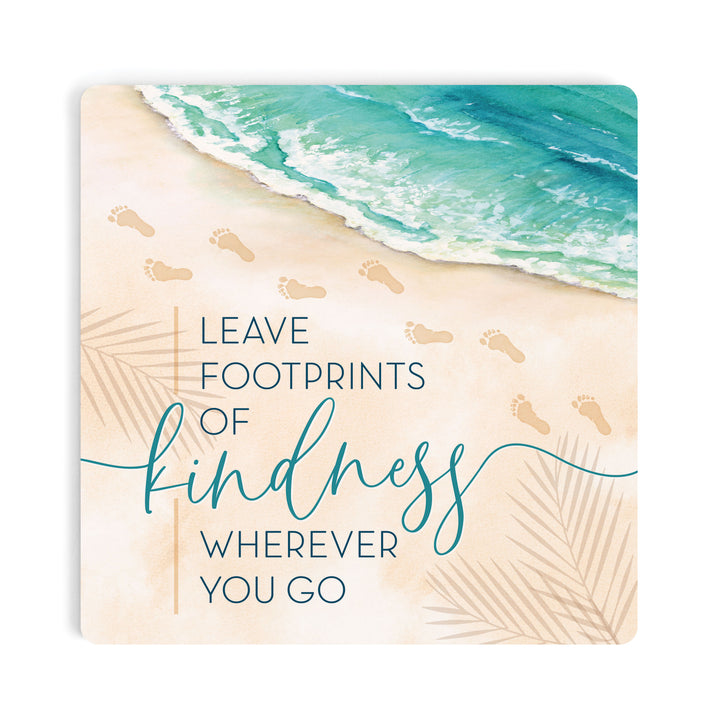 Leave Footprints of Kindness Wherever You Go Ceramic Coaster
