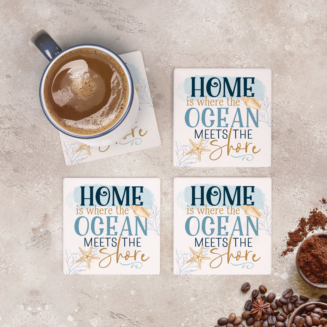 Home is Where The Ocean  Meets The Shore Ceramic Coaster