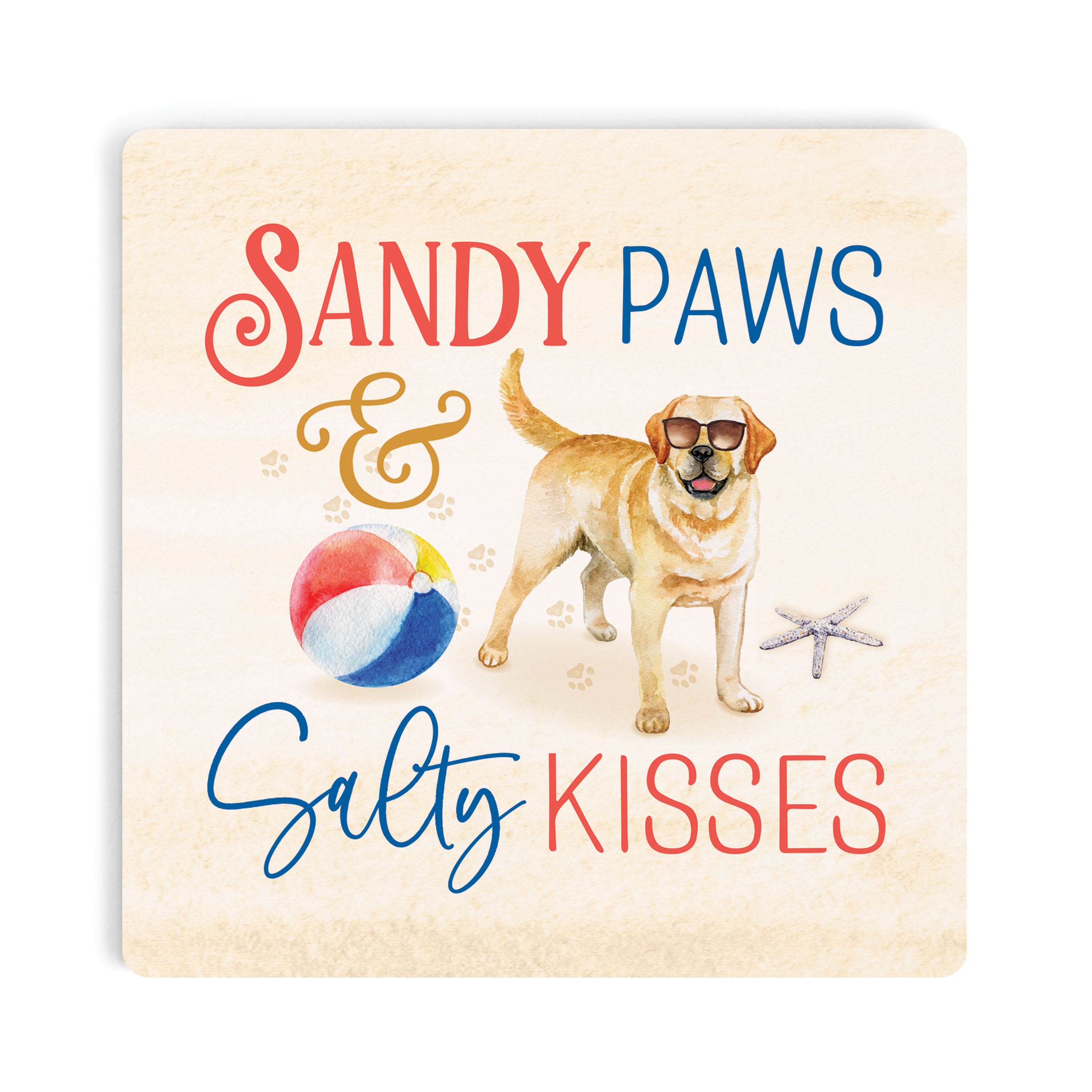 Sandy Paws & Salty Kisses Ceramic Coaster