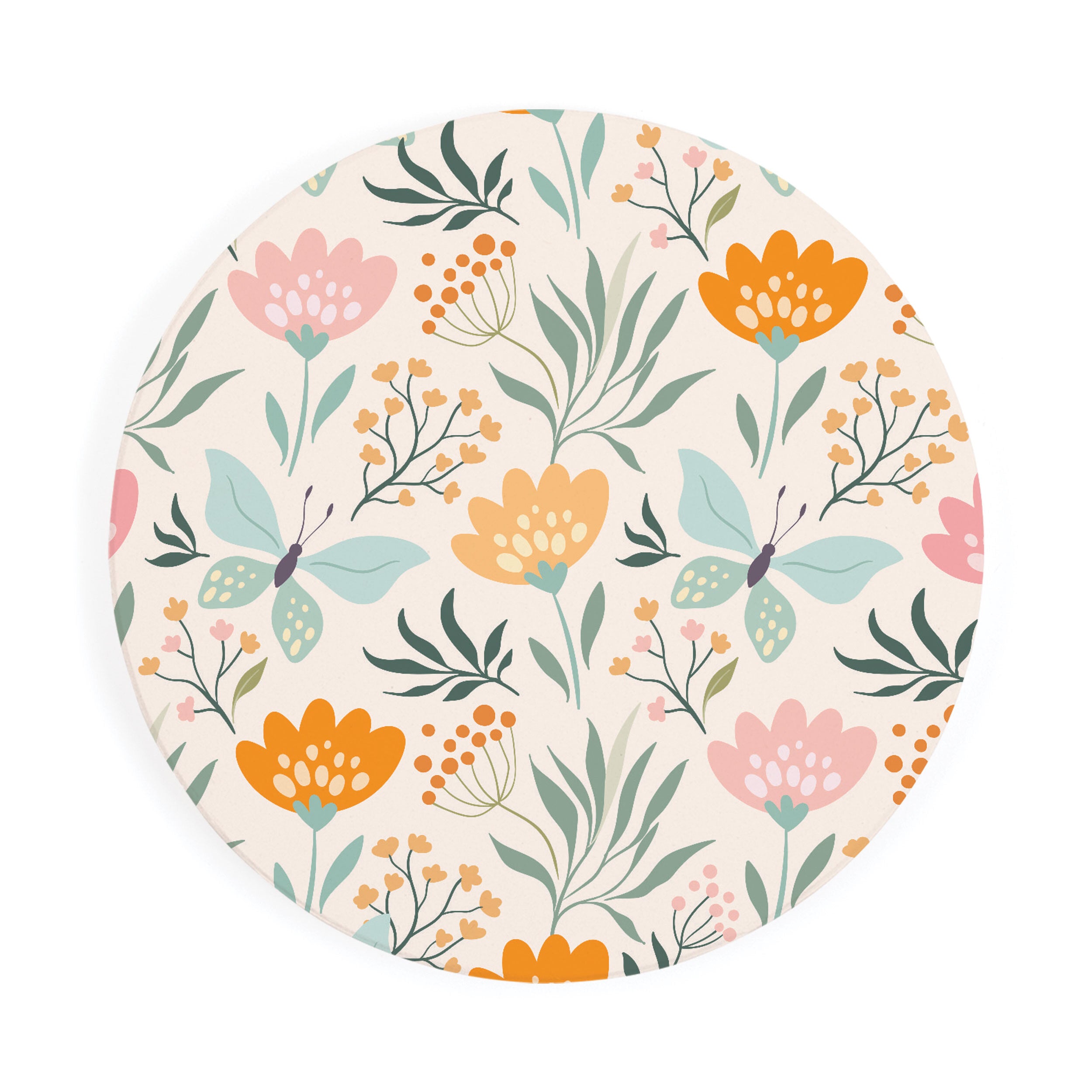**Floral Pattern Round Coaster