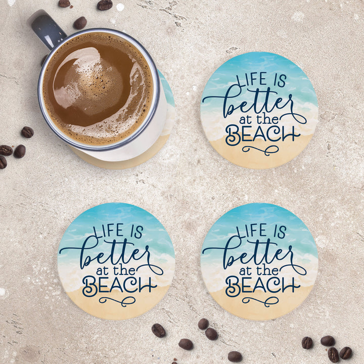 Life is Better at The Beach Ceramic Coaster