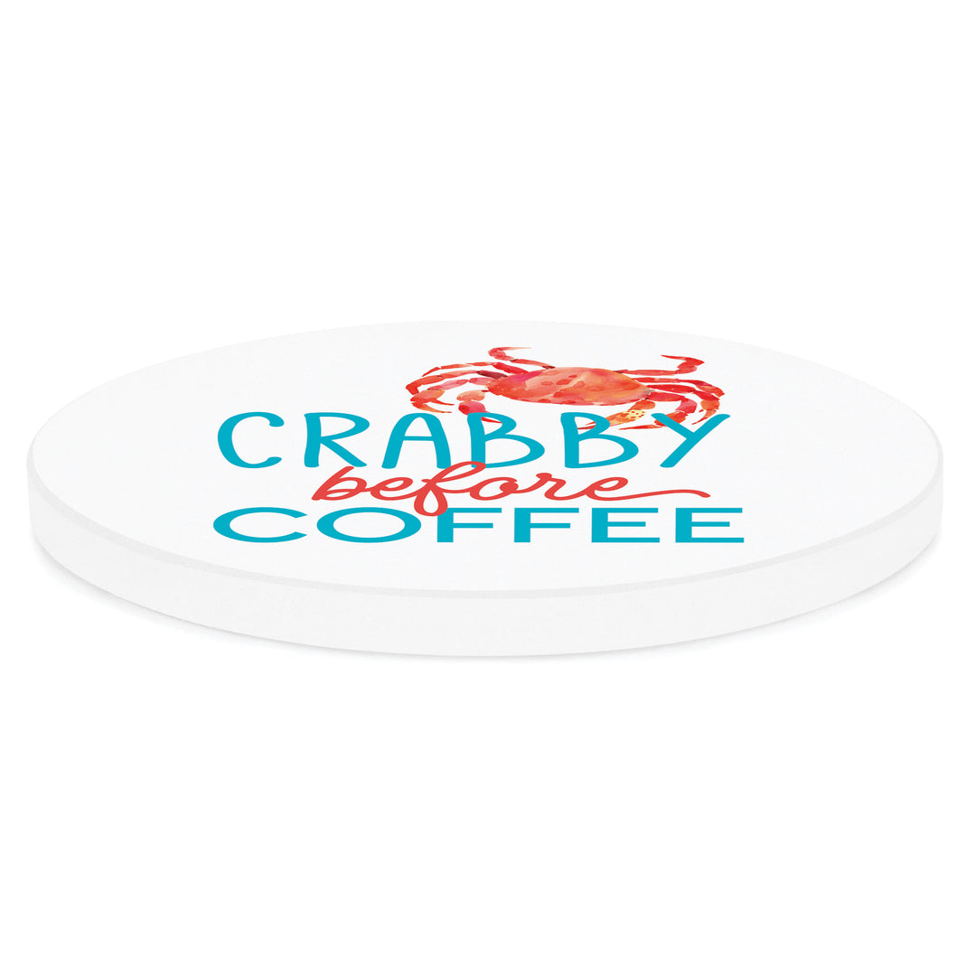 Crabby Before Coffee Ceramic Coaster