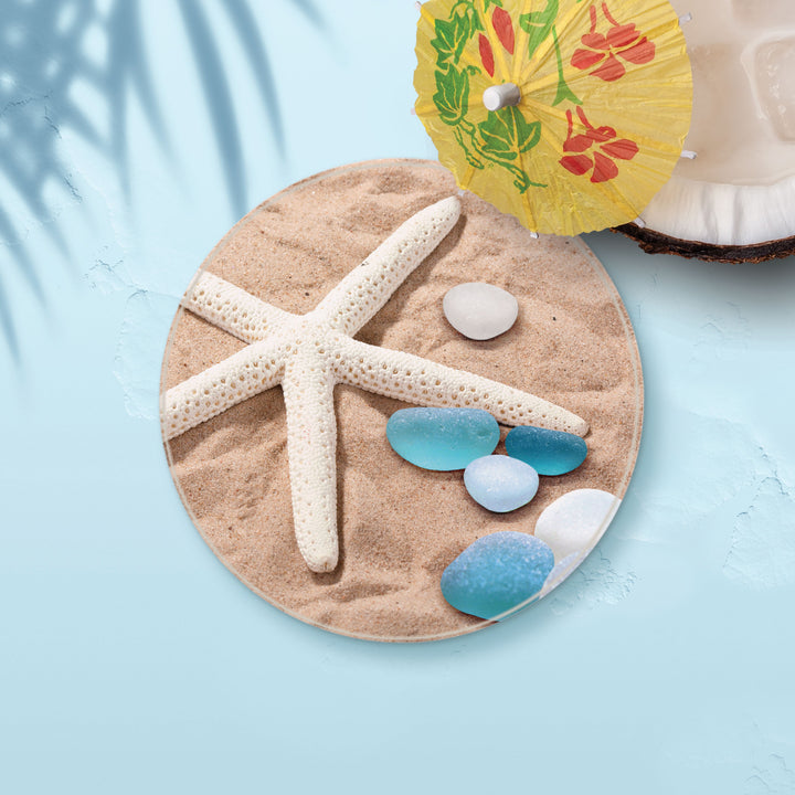 Coastal Pattern Ceramic Coaster