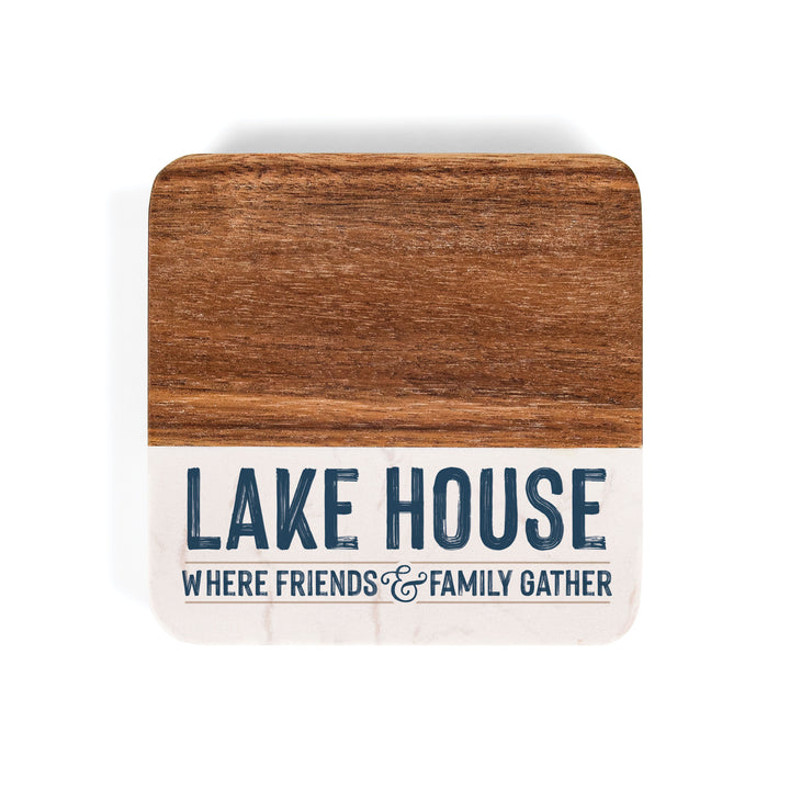 Lake House Were Friends And Family Gather Acacia Coaster 4-Pack