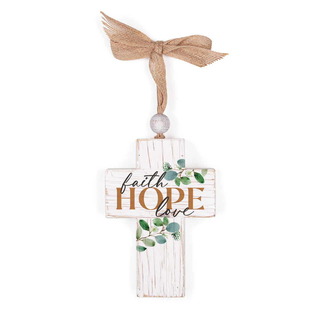 Faith Hope Love Distressed Cross with Ribbon