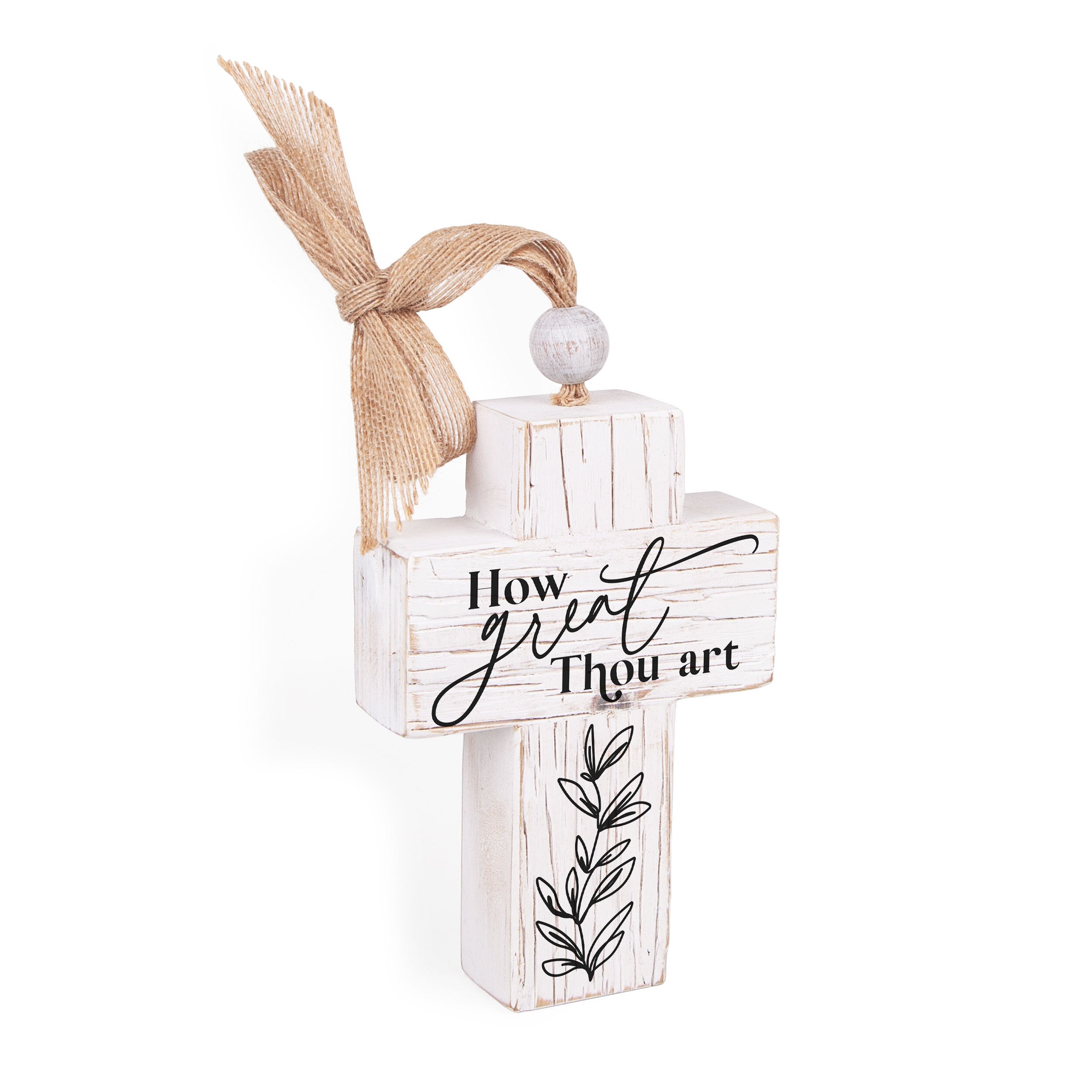 How Great Thou Art Distressed Cross with Ribbon