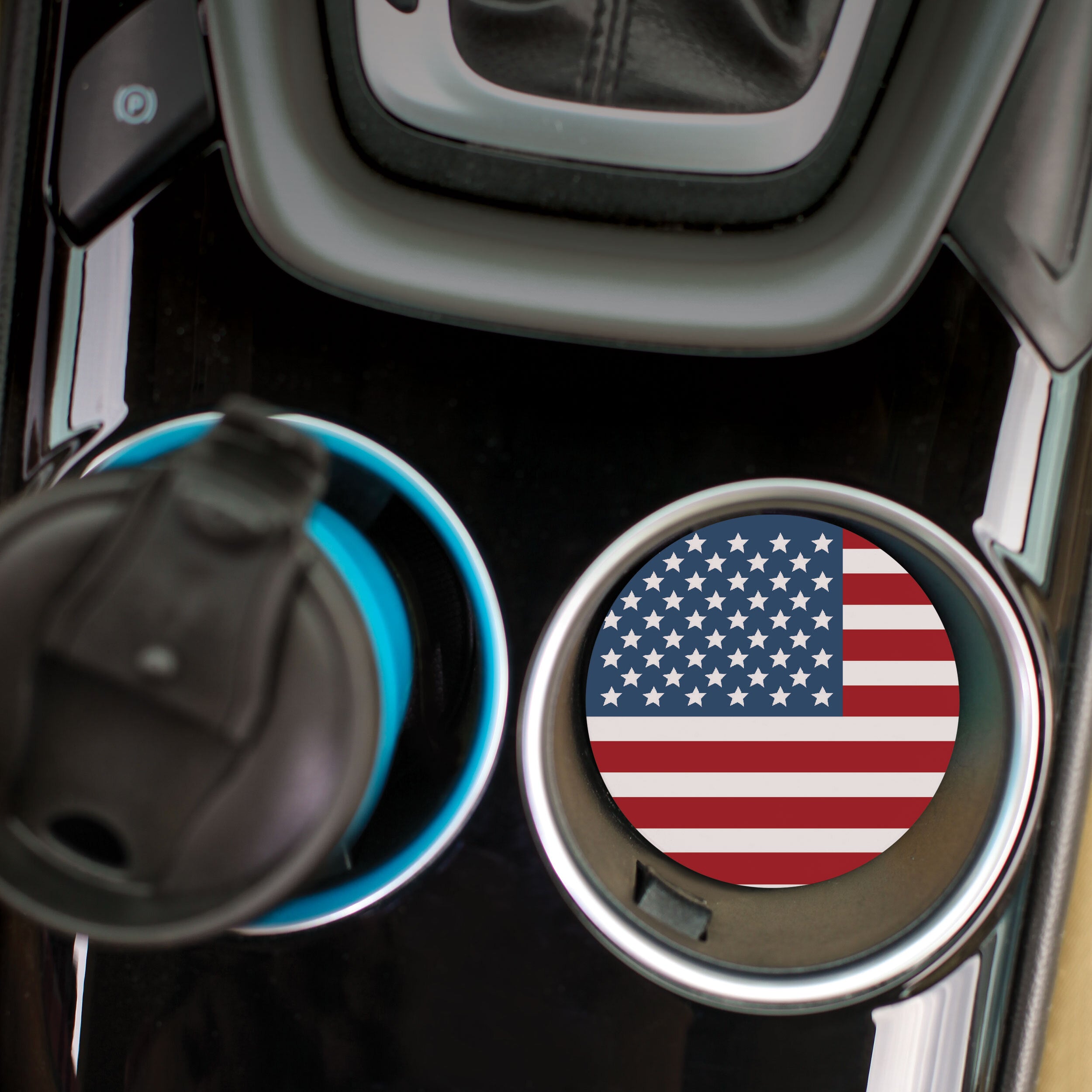 American Flag Background Car Coaster